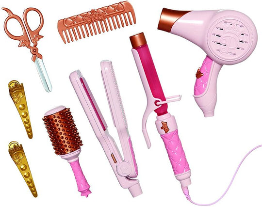 Ciseaux en plastique sécurisés inclus pour des jeux de coiffure en toute sécurité