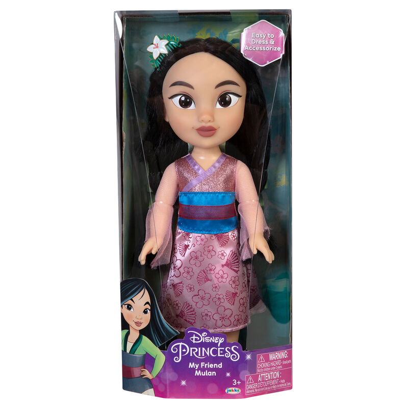 Emballage officiel de la poupée Disney Mulan 38cm JAKKS PACIFIC, vue avant