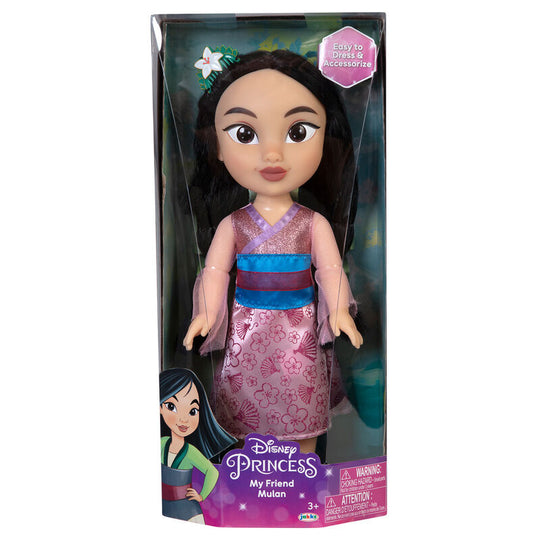 Emballage officiel de la poupée Disney Mulan 38cm JAKKS PACIFIC, vue avant
