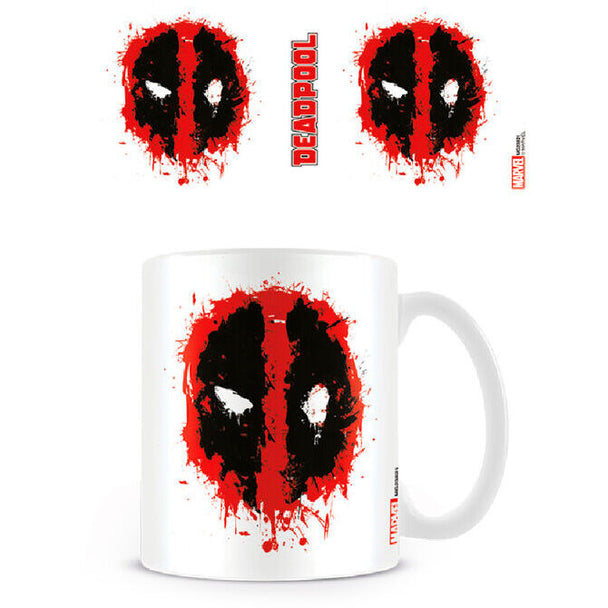 Mug Marvel Deadpool Splat de couleur rouge avec logo Deadpool éclaboussé, capacité 315ml, design signé PYRAMID.