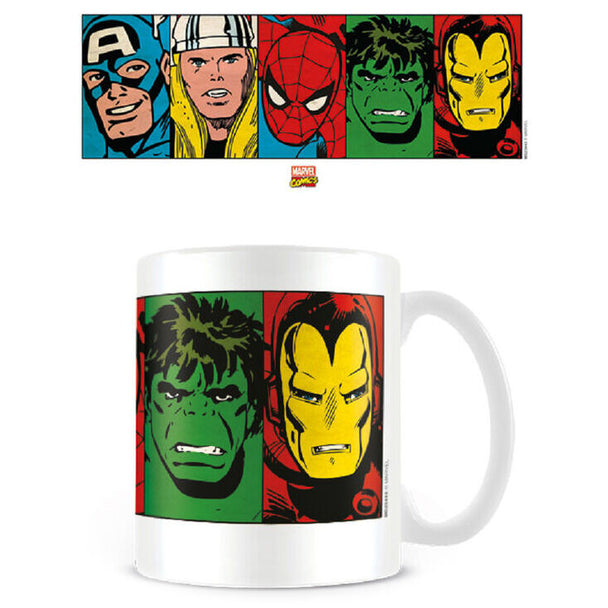 Mug Marvel Avengers Faces 315ml avec visages des super-héros, design coloré et détaillé signé PYRAMID
