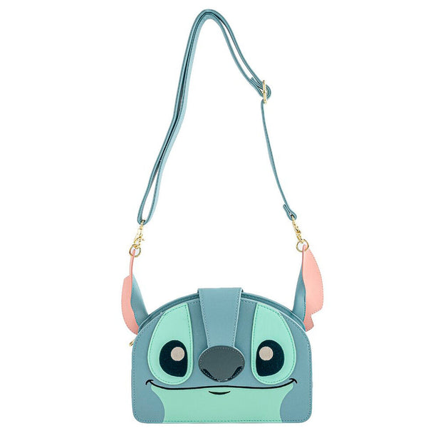 Vue avant du sac à bandoulière Loungefly Disney Stitch avec design coloré