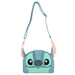 Vue avant du sac à bandoulière Loungefly Disney Stitch avec design coloré