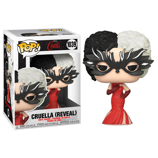 Figurine Funko POP Disney Cruella Reveal de 9 cm dans sa boîte vitrine transparente
