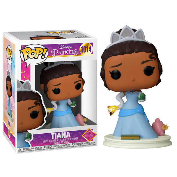 Figurine Funko POP de la princesse Tiana Disney Ultimate Princess, vue avant dans sa boîte vitrine de 9 cm