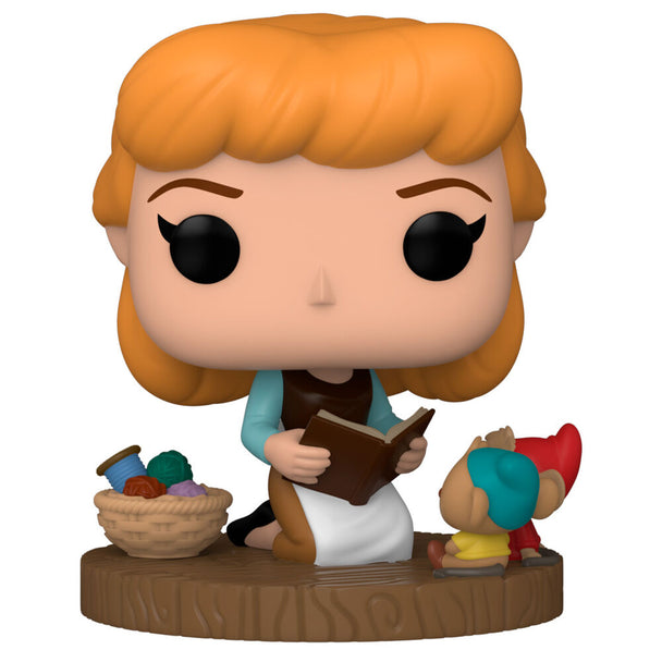 Vue latérale de la figurine Funko POP Cendrillon montrant les détails de la robe bleue et des cheveux blonds
