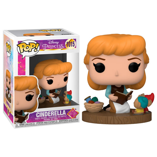 Figurine Funko POP Cendrillon Disney Ultimate Princess de face dans sa boîte vitrine transparente