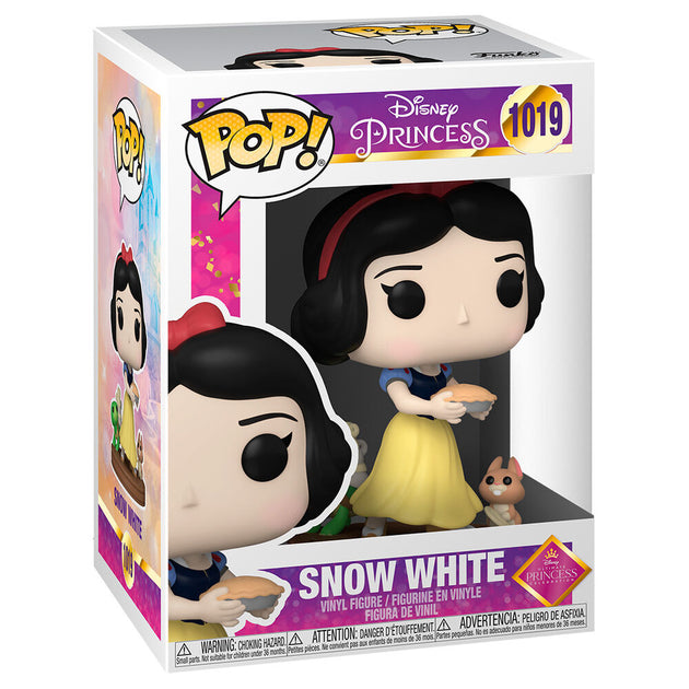 Détail de la figurine Funko POP Blanche-Neige avec sa robe colorée et sa coiffe caractéristique
