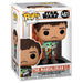 Vue rapprochée de la figurine Funko POP Mandalorian Mando avec l'Enfant, détail des couleurs et textures