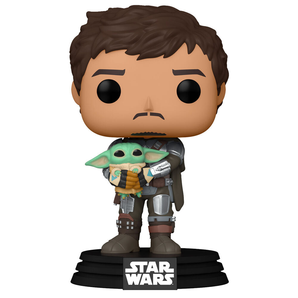 Packaging original de la figurine Funko POP Star Wars Mandalorian Mando Holding Child en boîte fenêtre