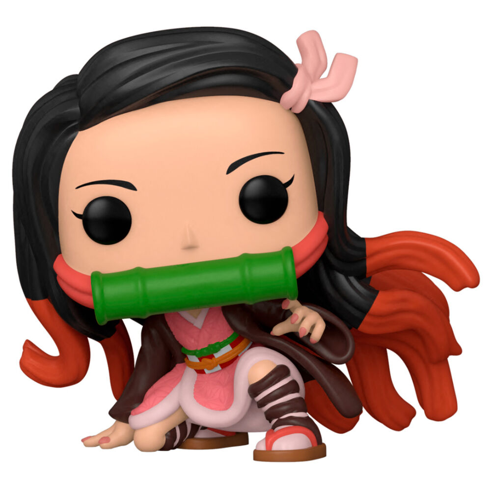 Détail de la figurine Nezuko Kamado Funko POP avec ses couleurs vives et sa tenue traditionnelle