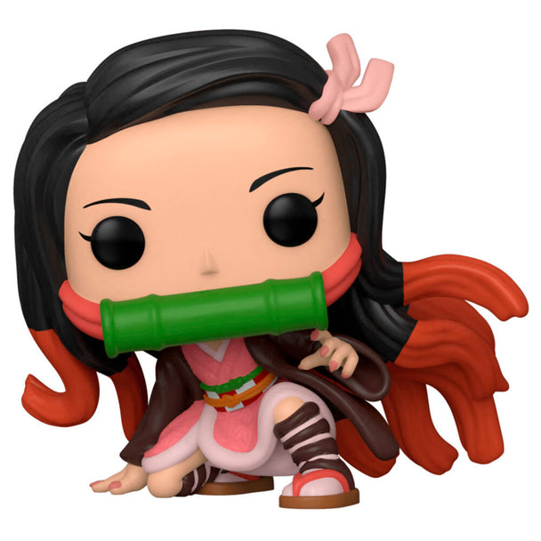 Détail de la figurine Nezuko Kamado Funko POP avec ses couleurs vives et sa tenue traditionnelle