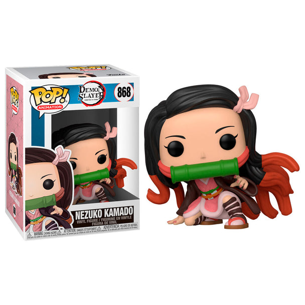 Figurine Funko POP Nezuko Kamado de Demon Slayer en vinyle, vue de face dans sa boîte vitrine