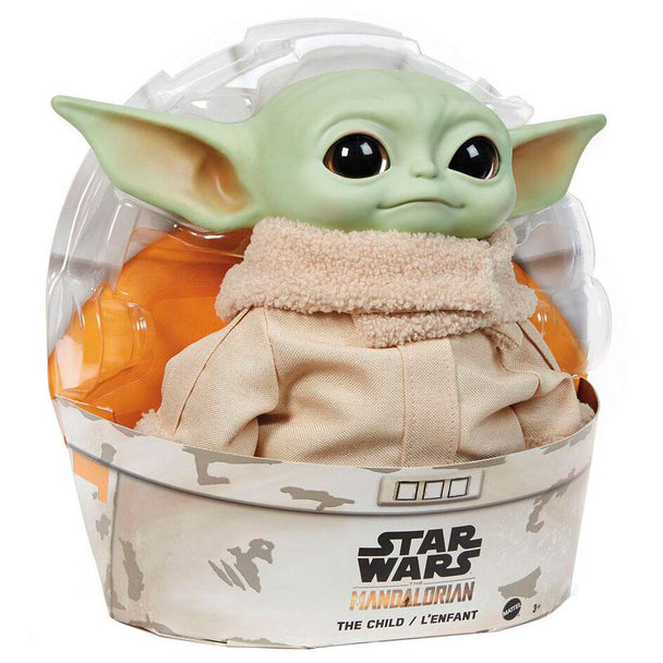 Peluche Yoda The Child de 28cm vue de face avec détails réalistes