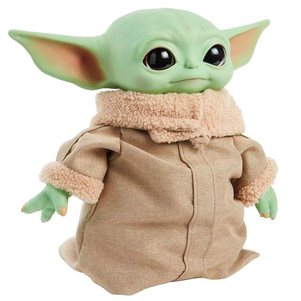 Détail du visage expressif de la peluche Yoda The Child de The Mandalorian