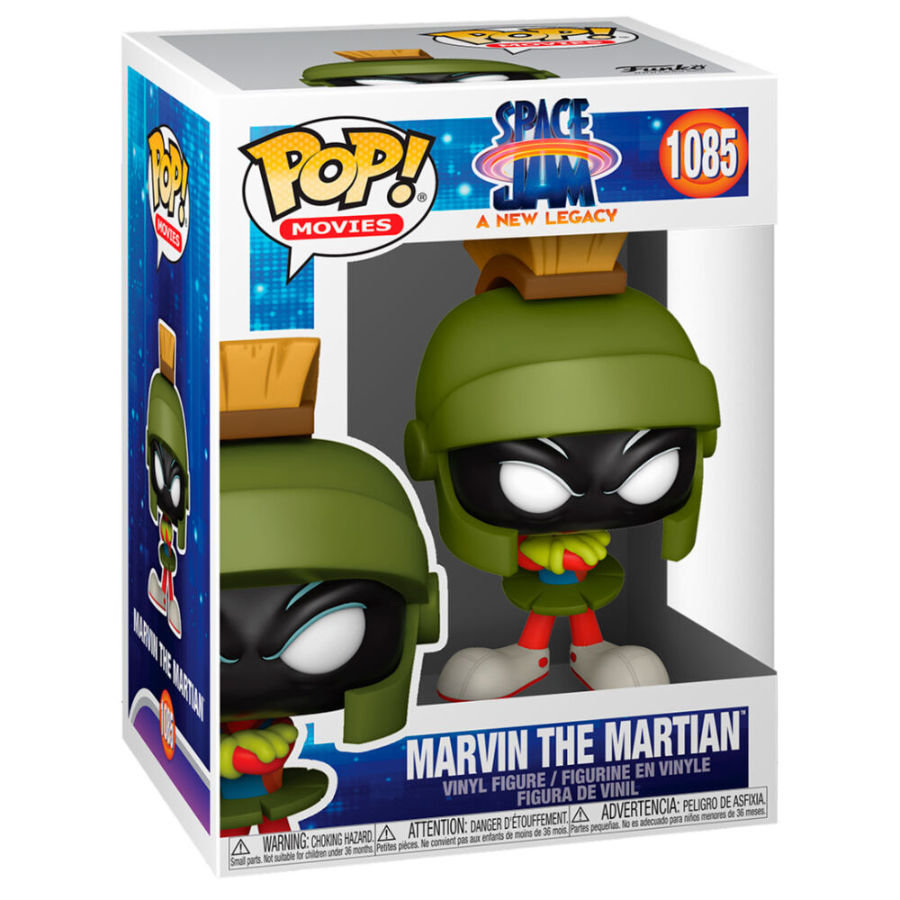 Packaging officiel Funko POP Space Jam 2 avec figurine Marvin the Martian visible à travers la fenêtre