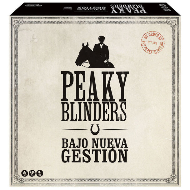 Plateau de jeu Peaky Blinders en espagnol avec illustrations détaillées et éléments de jeu colorés