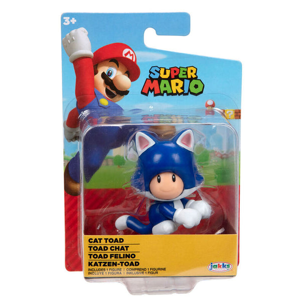 Vue avant de la figurine Cat Toad de Nintendo Super Mario haute de 6,5cm avec détails colorés
