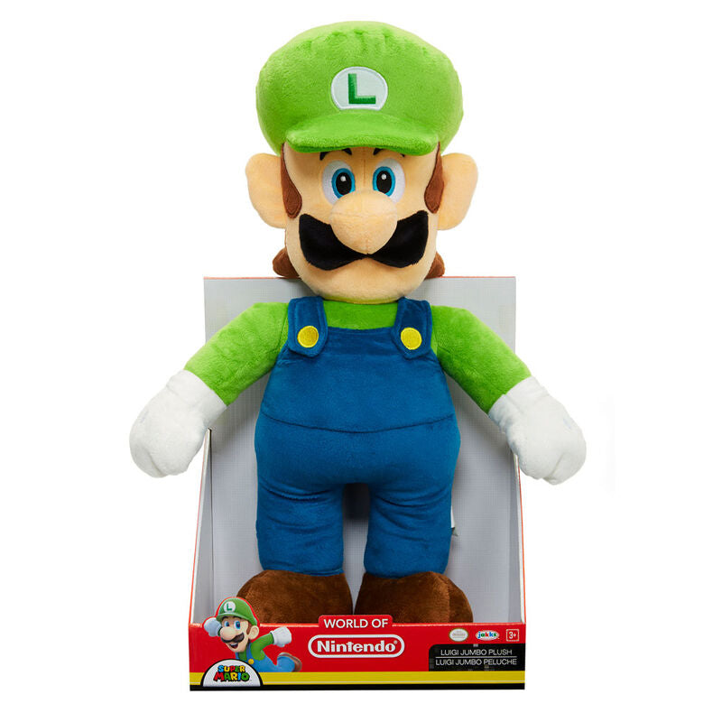 Peluche jumbo Super Mario de 50cm vue de face avec détails colorés et tissu doux