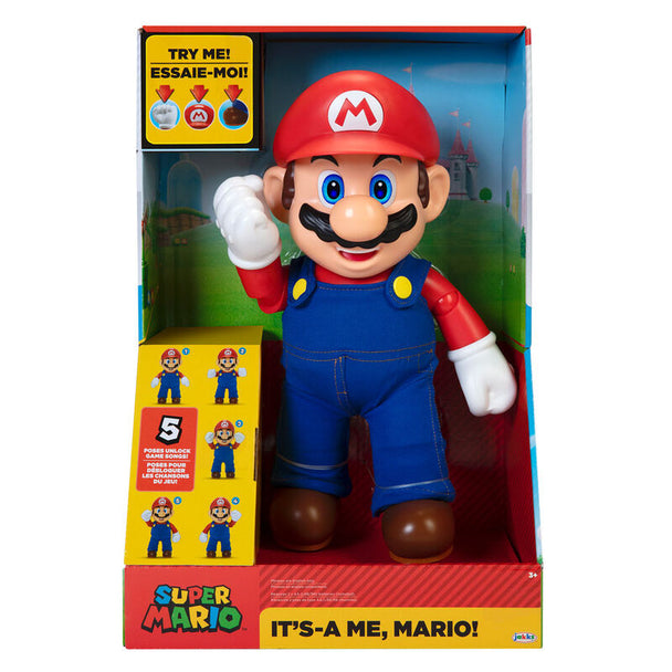Figurine Mario interactive de 36 cm avec détails colorés et expression dynamique