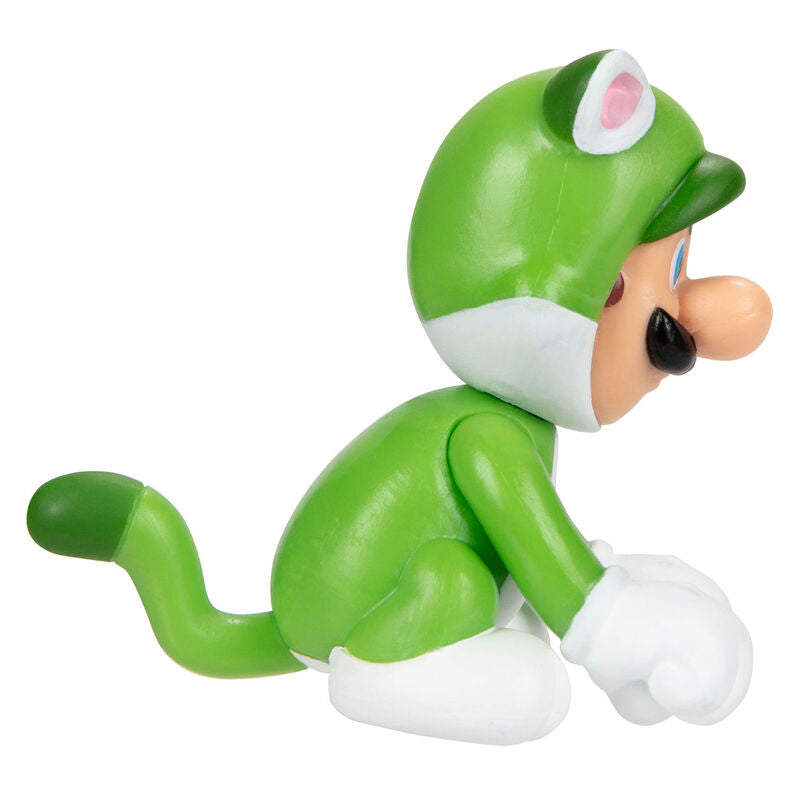 Vue latérale gauche de la figurine Cat Luigi montrant les articulations des bras