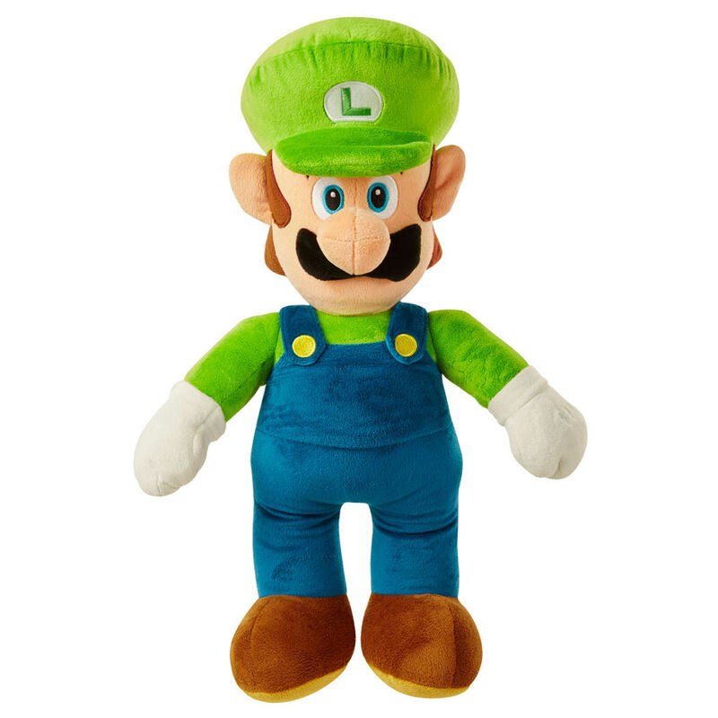 Photo des deux peluches Super Mario et Luigi jumbo côte à côte de 50cm chacune