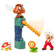 Présentation latérale du diorama Super Mario montrant les éléments de lave et décorations du château
