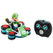Voiture Luigi Mario Kart en action, montrant sa capacité à tourner à 360 degrés