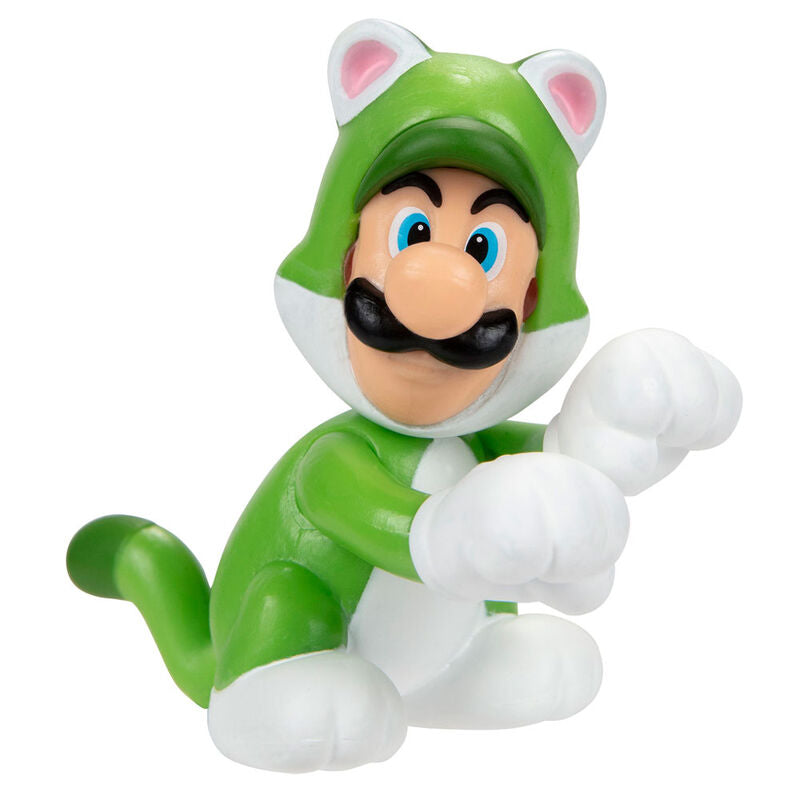 Photo de la figurine Cat Luigi en position dynamique avec les bras levés
