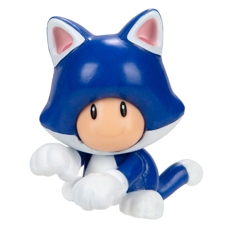 Figurine Cat Toad posée sur une surface blanche illustrant sa stabilité et ses articulations mobiles