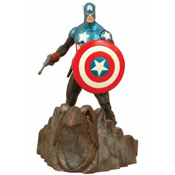 Figurine Captain America Marvel Select de 18 cm en position de combat avec bouclier iconique