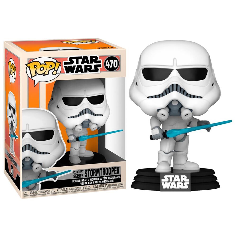 Figurine Funko POP Stormtrooper Concept Series Star Wars vue de face en boîte vitrine transparente