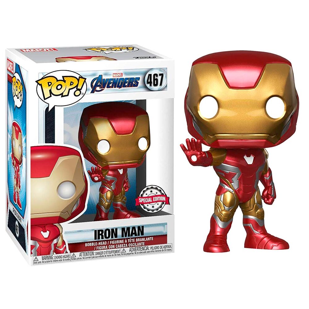 Figurine Funko POP Iron Man Avengers Endgame exclusive en vinyle de 9 cm dans sa boîte fenêtre collector.