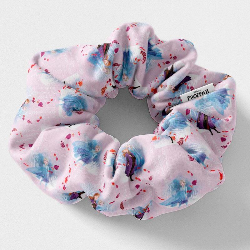 Élastique à cheveux bleu avec illustration d'Elsa de Frozen 2 sur fond brillant