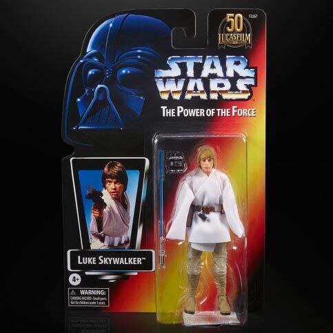 Figurine articulée Luke Skywalker 15 cm de la collection Star Wars The Power of the Force par HASBRO, vue de face avec accessoires.