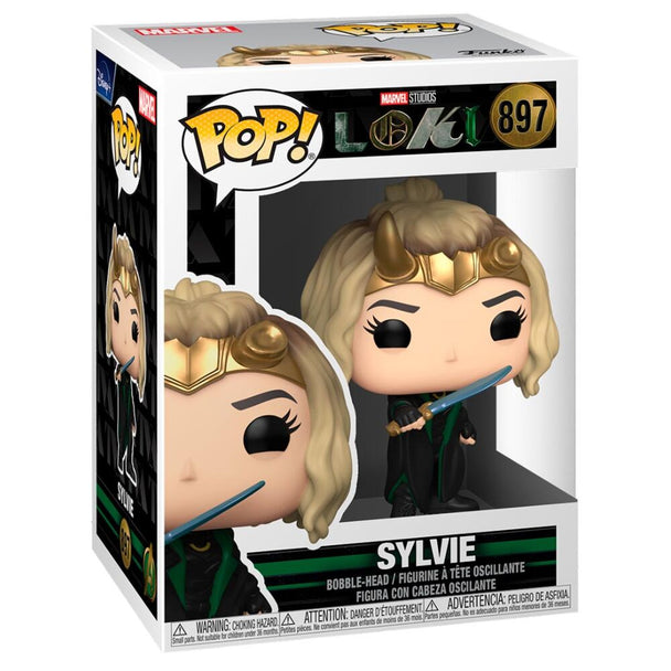 Vue rapprochée de la figurine Loki Sylvie Funko POP avec détails précis et couleurs vives