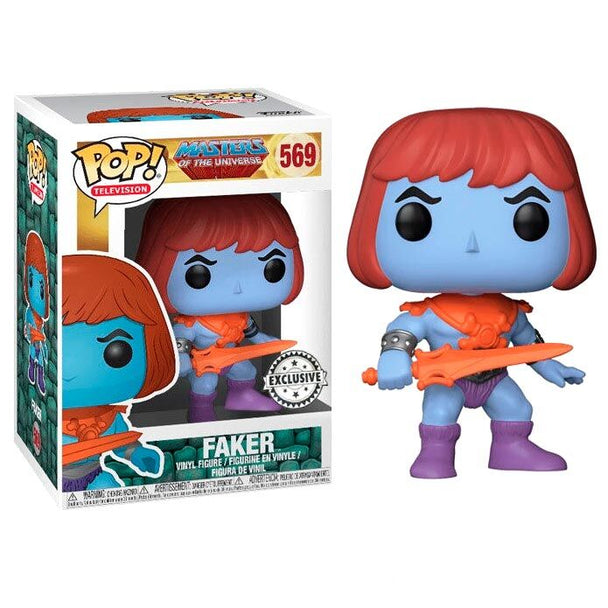 Photo de la figurine Funko POP Faker de Masters Of The Universe, vinyle 9 cm en boîte cadeau exclusive.