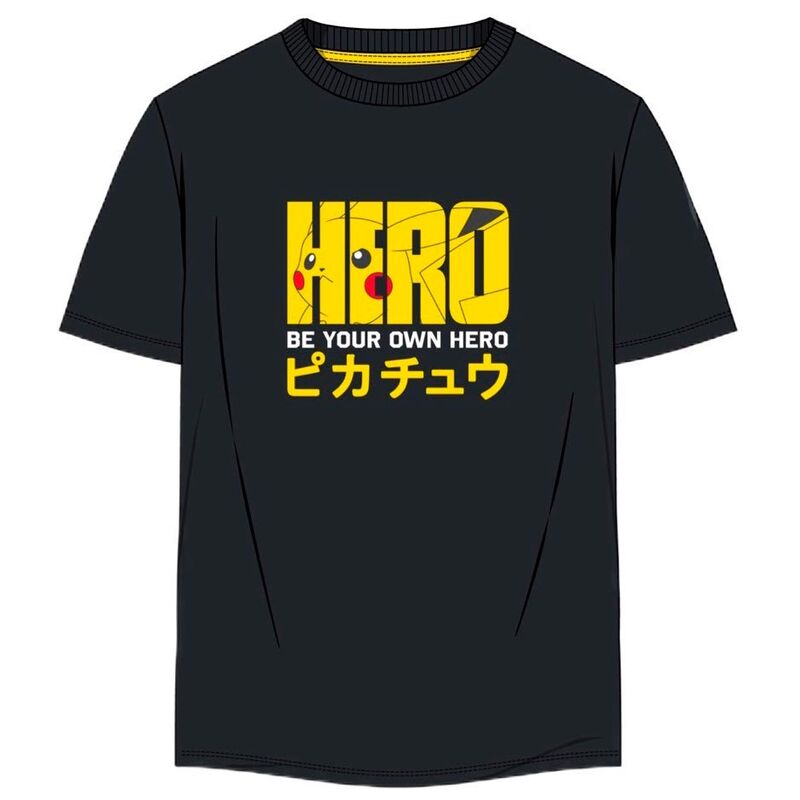 T-shirt adulte Pokémon Hero DIFUZED en coton blanc avec logo coloré, présenté sur fond neutre.