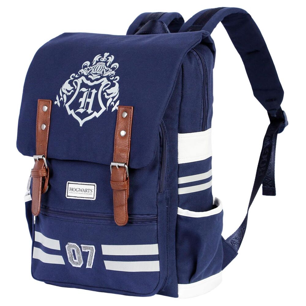 Détail du tissu et des coutures résistantes du sac à dos Oxford Academy Hogwarts