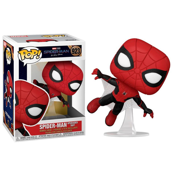 Figurine Funko POP Spider-Man No Way Home en costume amélioré, vue de face, fond blanc