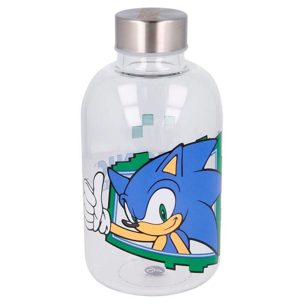 Bouteille en verre Sonic The Hedgehog 620ml avec bouchon hermétique sur fond blanc