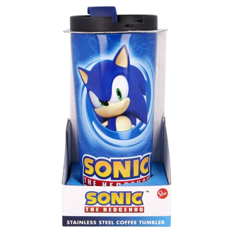 Détail du couvercle hermétique du gobelet Sonic The Hedgehog pour éviter les fuites
