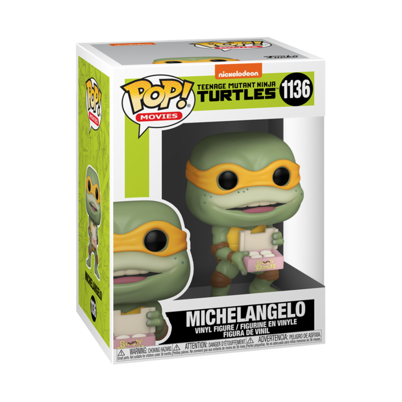 Boîte vitrine de la figurine Funko POP Michaelangelo TMNT 2 montrant le packaging officiel Funko