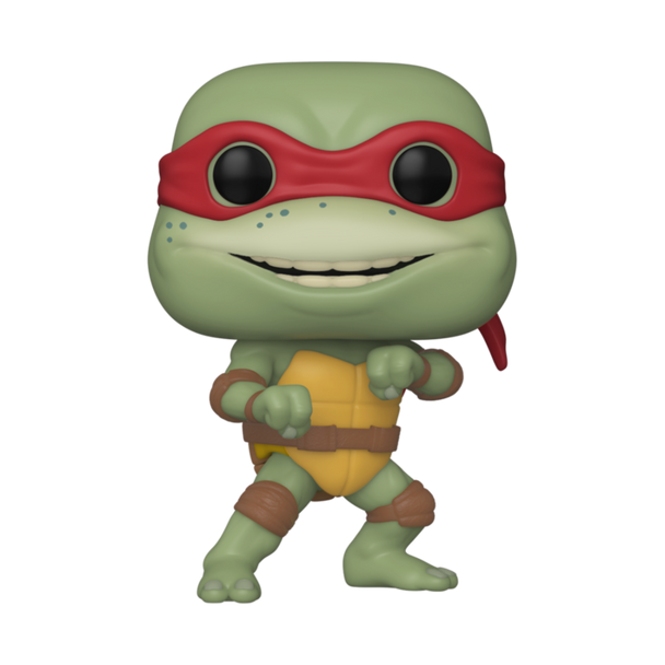 Détail de la figurine Raphael Funko POP montrant son visage et son bandeau rouge caractéristique