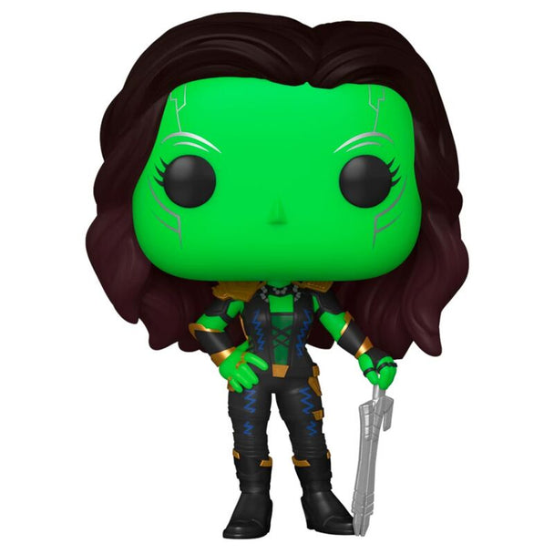 Détail de la figurine Funko POP Gamora Marvel What If montrant les couleurs et le design vinyl