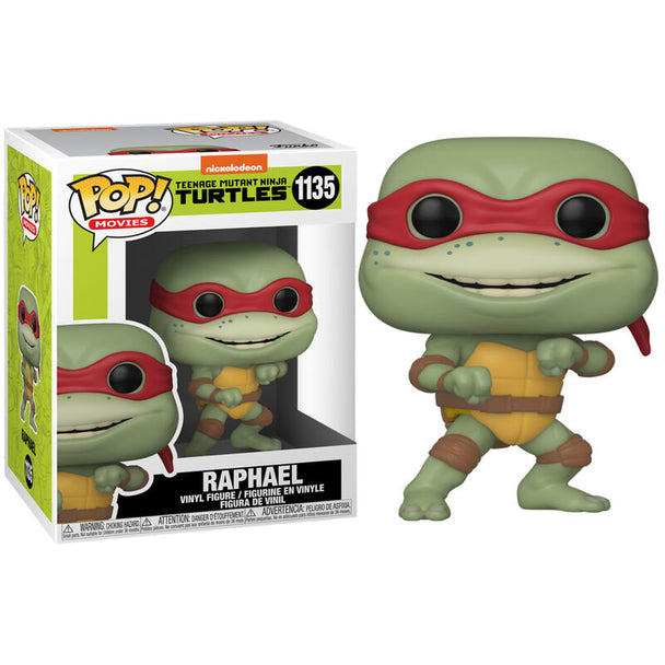 Figurine Funko POP de Raphael des Teenage Mutant Ninja Turtles vue de face dans sa boîte vitrine transparente