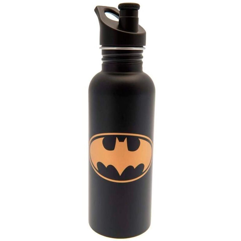 Gourde Batman DC Comics 700ml de marque PYRAMID avec logo noir sur fond gris, vue de face