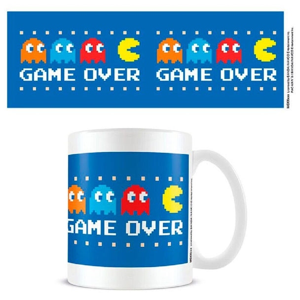 Mug en céramique blanc avec design Pac Man Game Over en couleurs vives, capacité 315ml, marque PYRAMID.