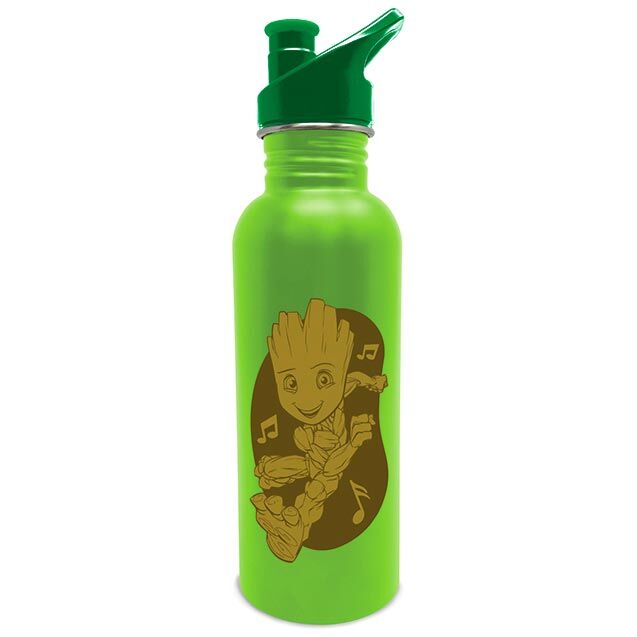 Vue latérale de la gourde Groot Marvel Guardians of the Galaxy montrant le détail du design et le bouchon sécurisé