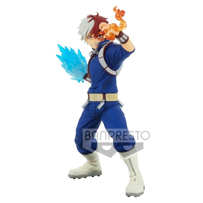 Ensemble des 4 images montrant différentes angles de la figurine Shoto Todoroki de BANPRESTO